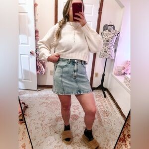 SHEIN Light Blue Denim Mini Skirt